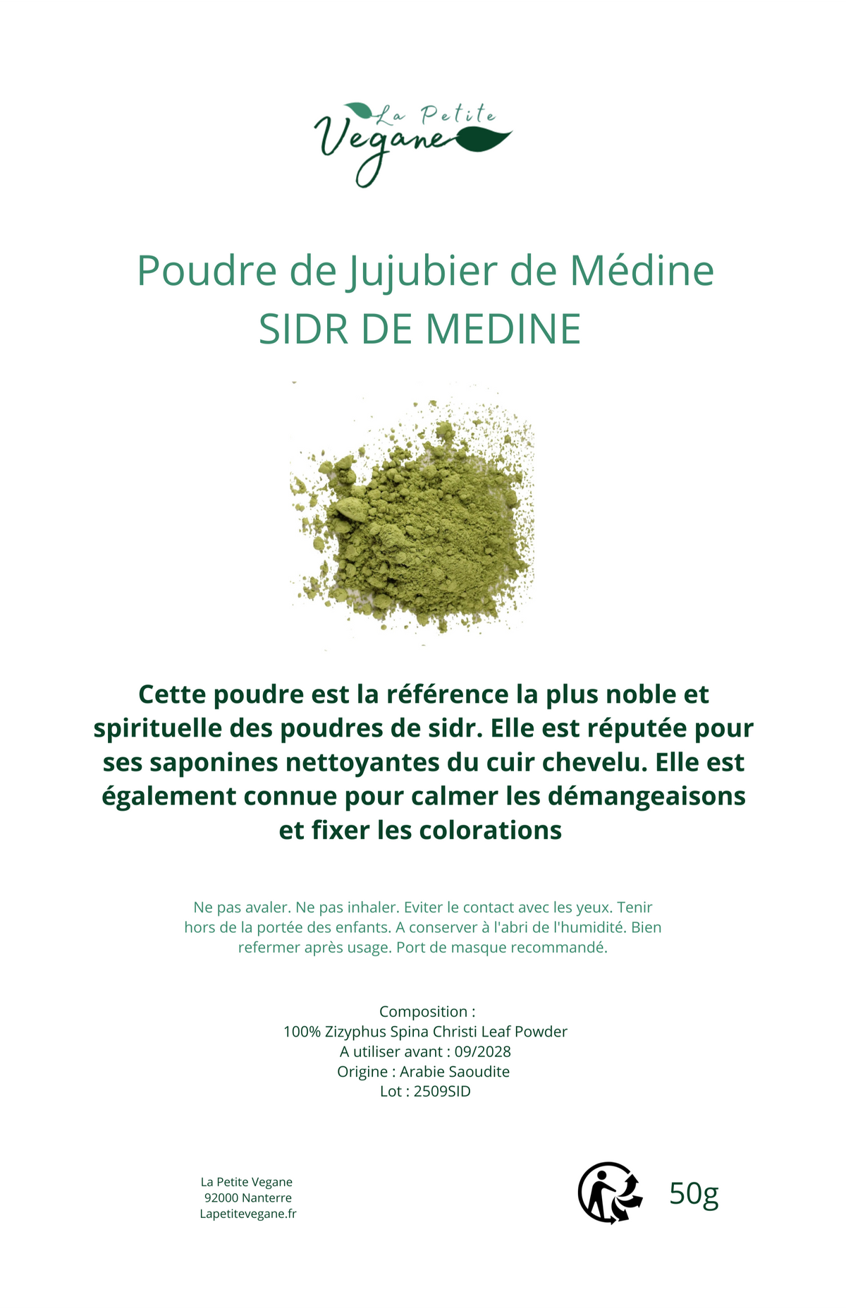 Sidr de Médine - Poudre de jujubier de Médine 50g